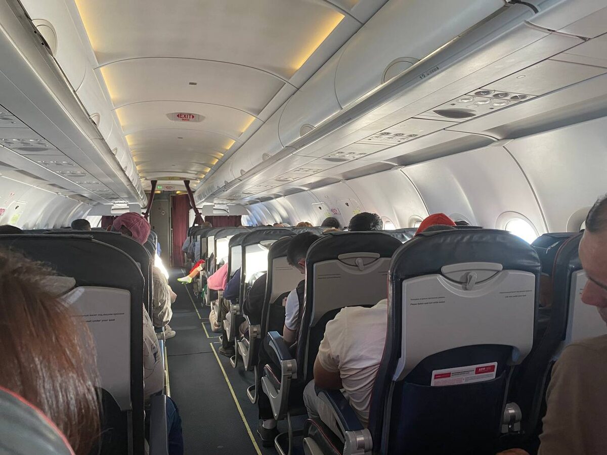 Мужчину вывели из самолета полицейские.  Фото: Фото: ФедералПресс/ Анастасия Алимпиева