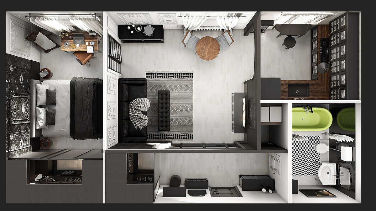 Проект 2-х комнатной сталинки от дизайнера Алены Колесниковой