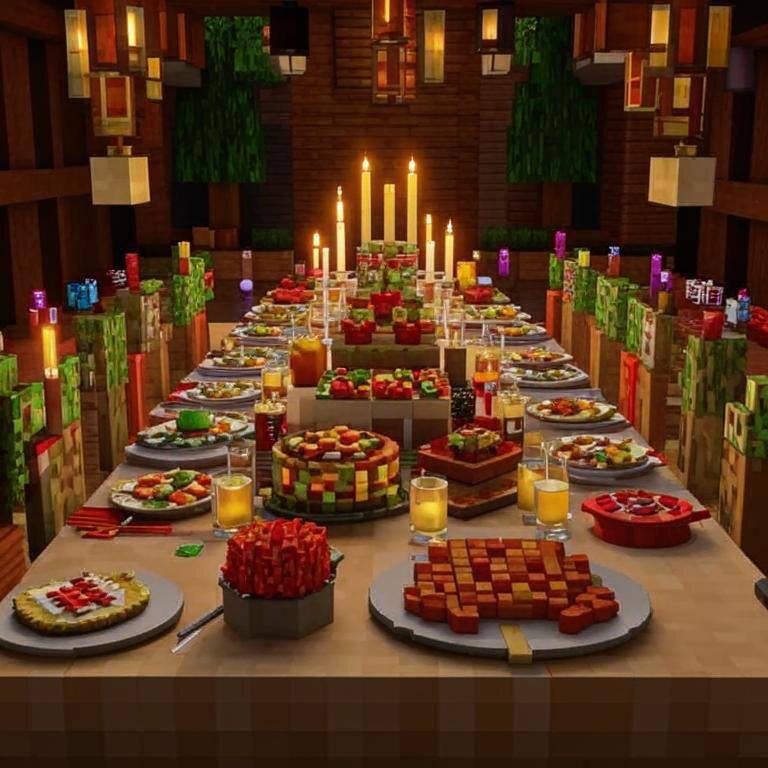 Праздничный стол. Стиль «МайнКрафт»