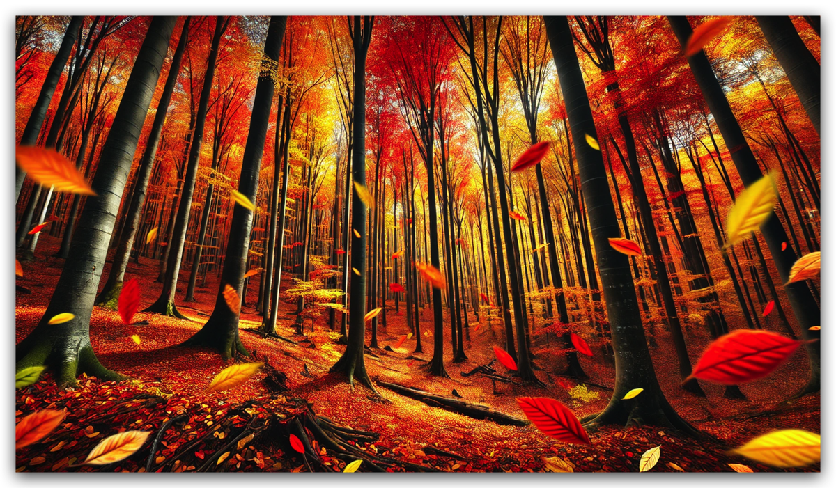 Листопад в осеннем лесу