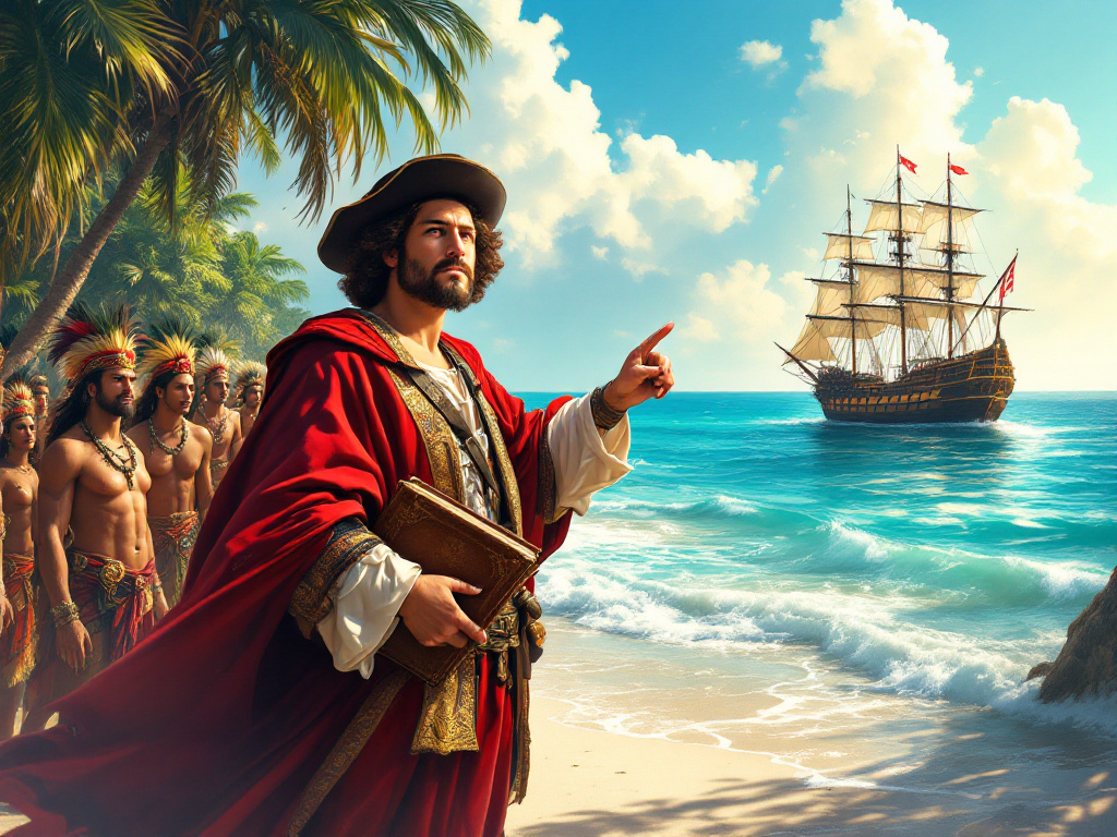 Коллаж на тему открытия Америки Христофором Колумбом