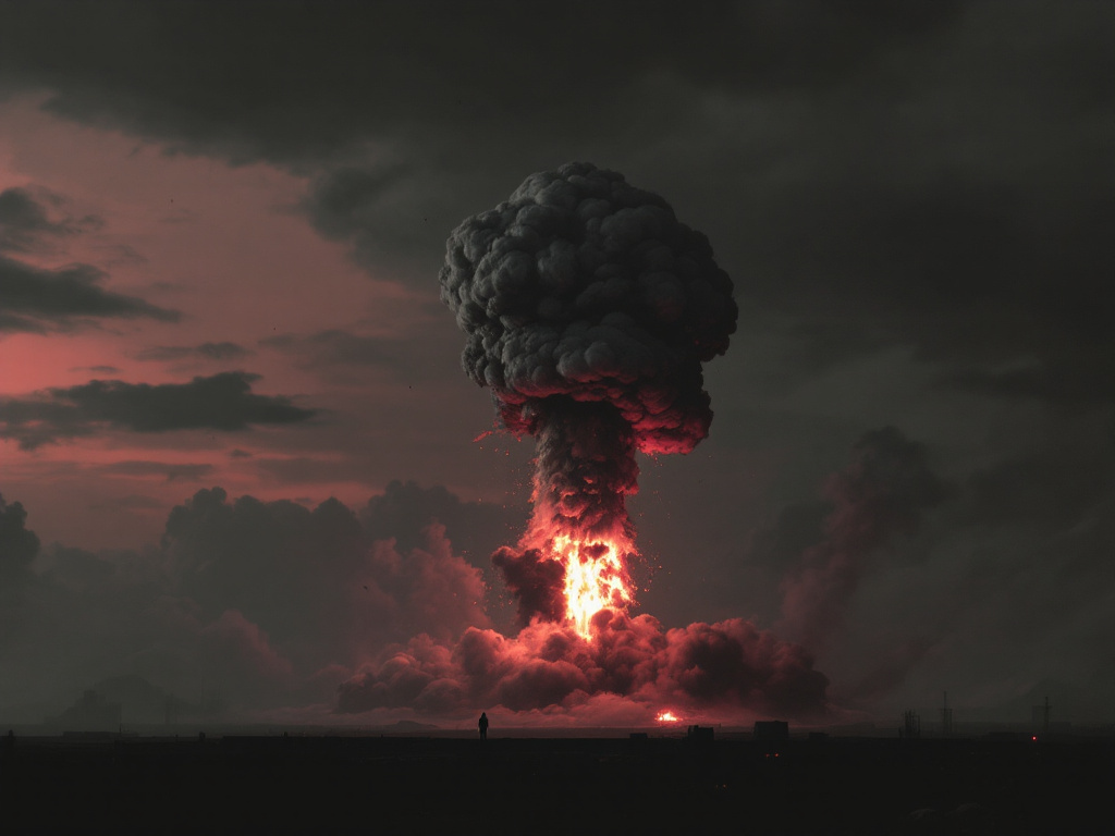 Иллюстрация атомной бомбы над Хиросимой