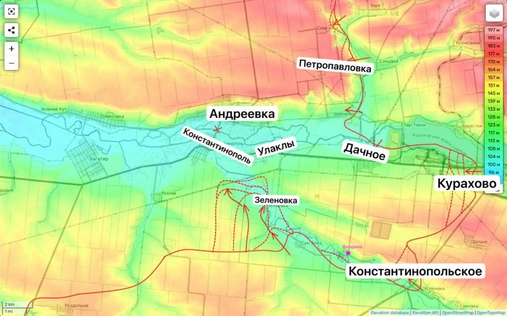    Карта СВО. Кураховское направление. Телеграм-канал Юрия Подоляки.