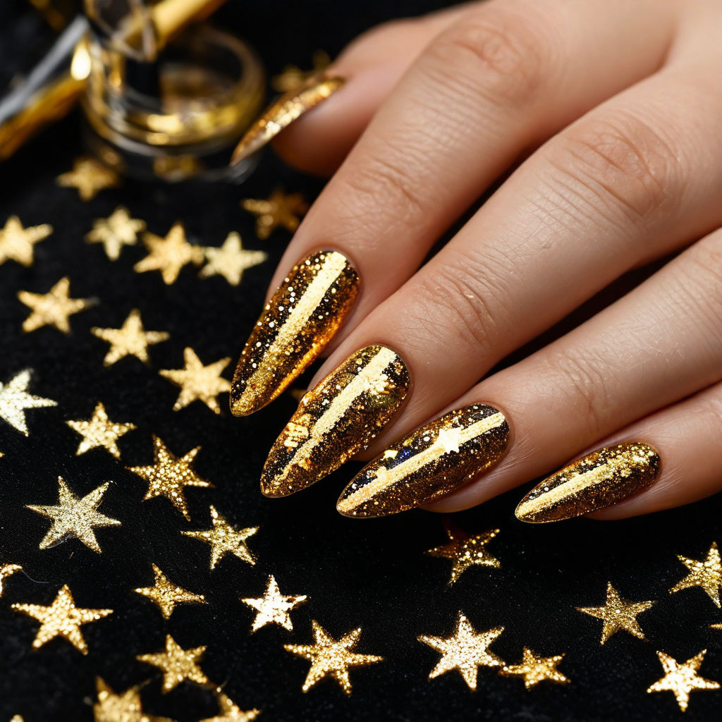 Идеи золотого маникюра