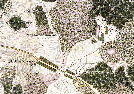 Старая карта деревень Выхино и Жулебино