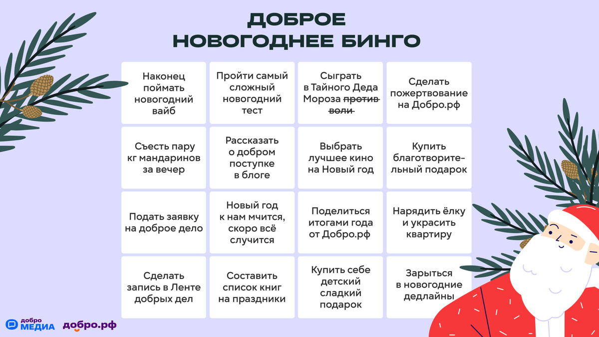    Скачайте бинго на Новый год и отправьте друзьям. Графика: Добро.Медиа