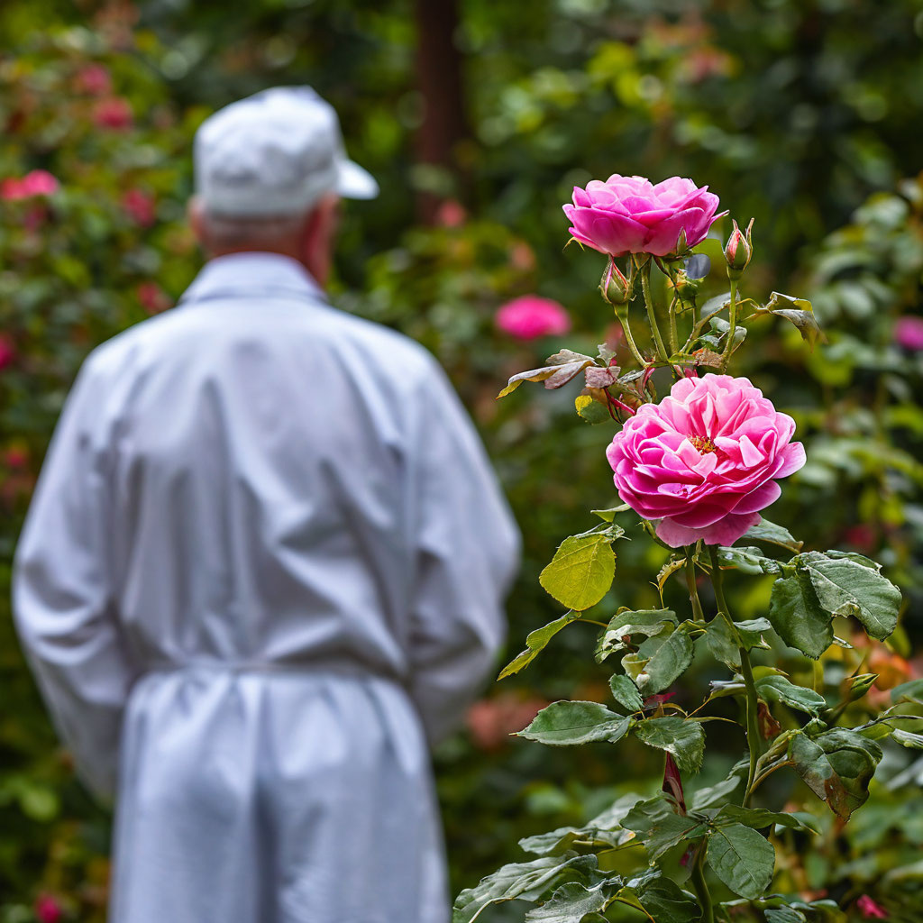Кусты компактные, достигают высоты 1–1,2 метра, с густой тёмно-зелёной листвой. Такая гармоничная форма делает Rosa Mundi прекрасным акцентом в любом саду.