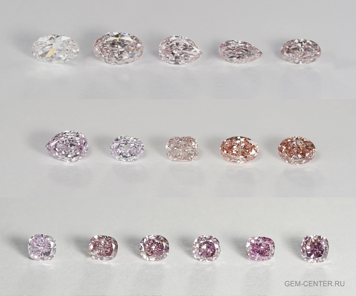 Коллекция розовых и фиолетовых бриллиантов из Сибири и Архангельской области