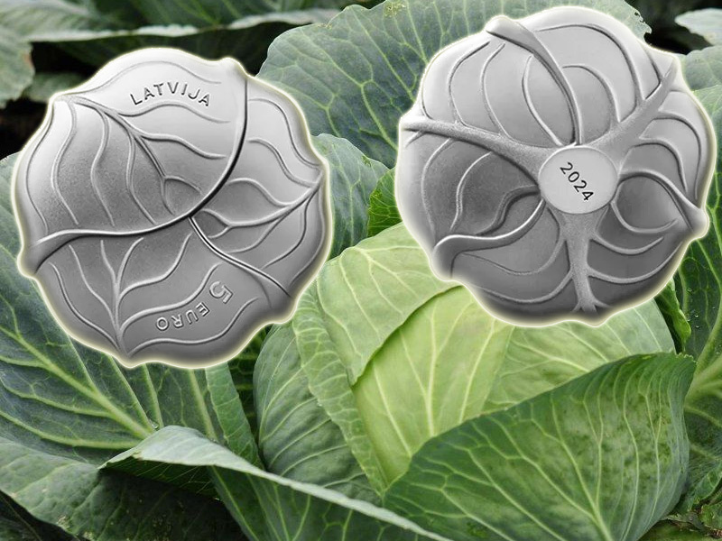 Монета «Капуста» 5 евро 2024 Латвии