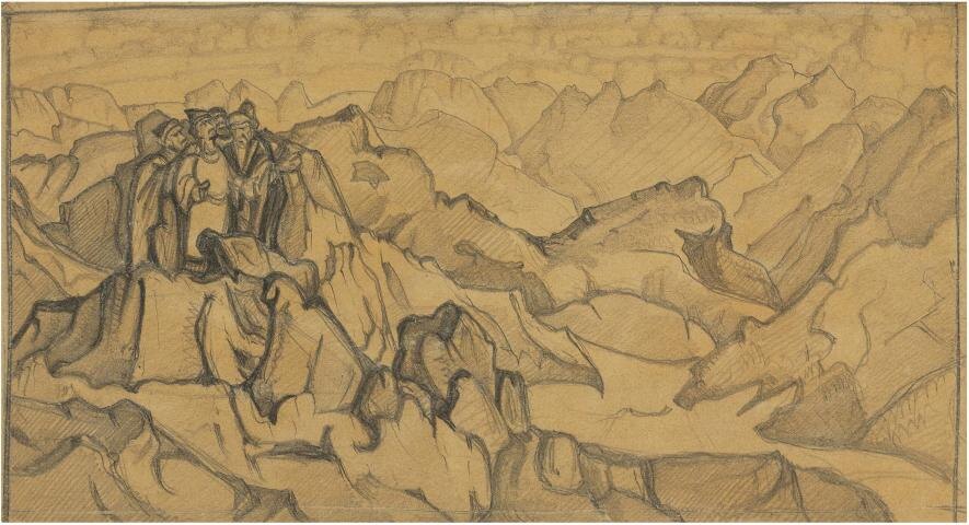 Н.К.Рерих. Граница царства (эскиз). 1915. Частная коллекция. Россия. Москва
