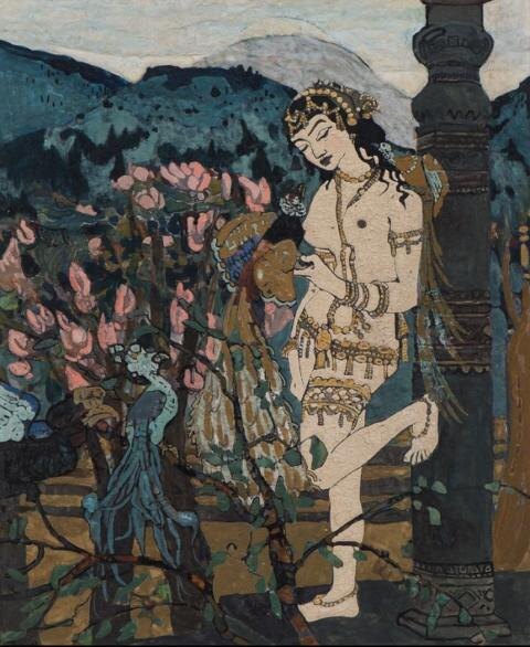 Н.К.Рерих. Девассари Абунту с птицами. 1905. Частная коллекция