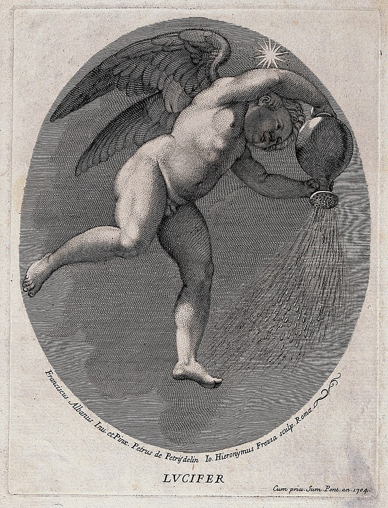 "Люцифер, льющий свет из сосуда". Гравюра Г. Х. Фрезза, 1704 г.