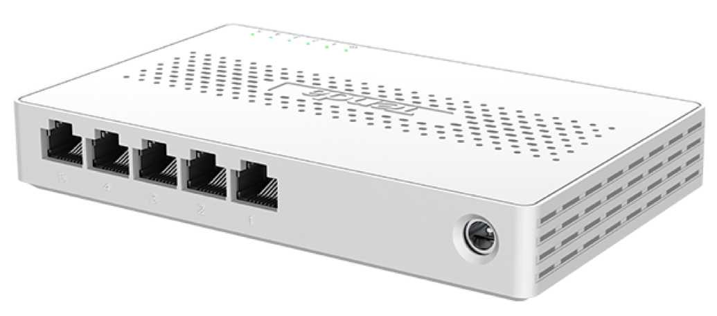 Tenda SM105 (5 портовый 2,5 Гбит/c) коммутатор формата SOHO в белом пластиковом корпусе.