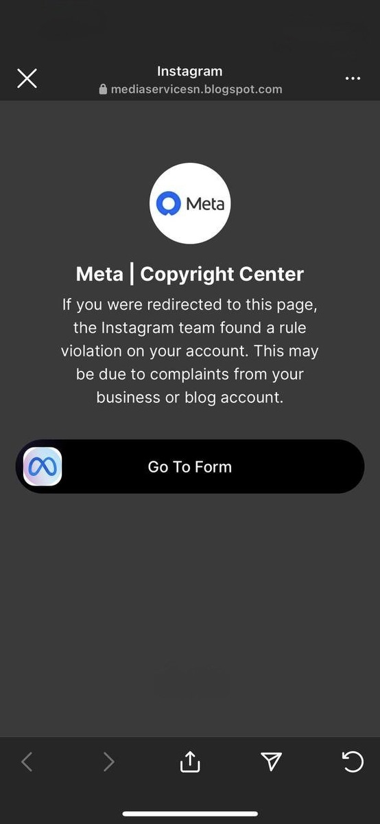Фейковая ссылка для апелляции в Instagram*