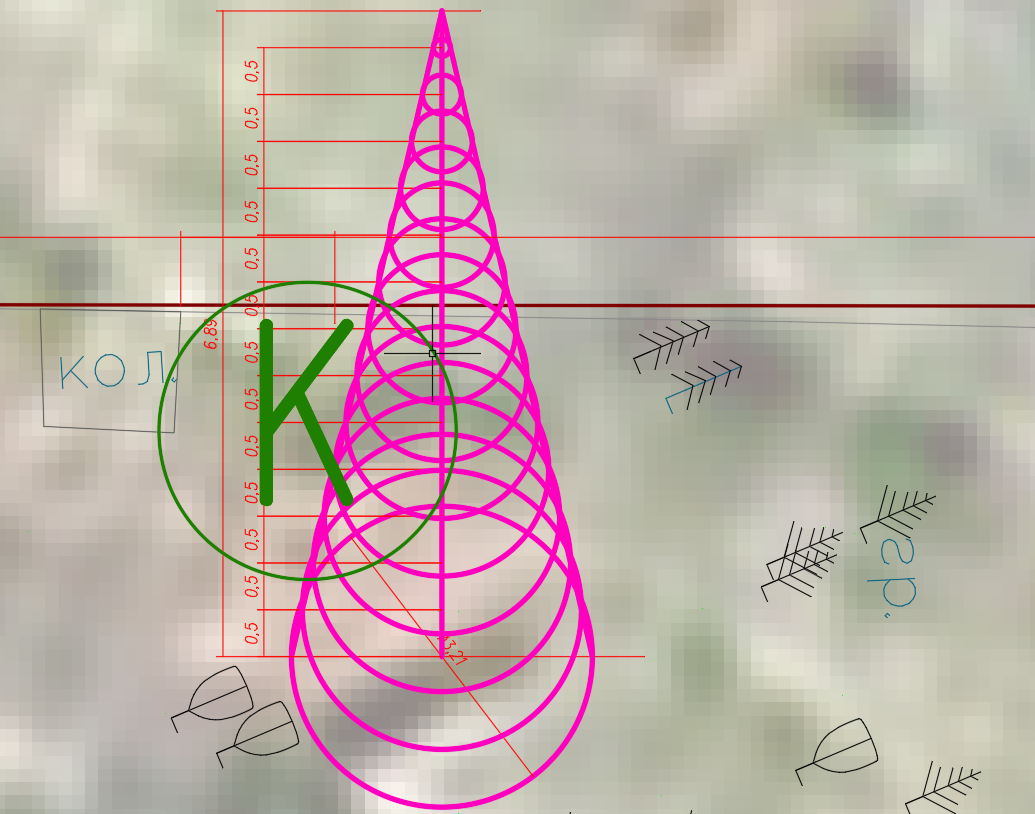 Пытаемся прикинуть диаметр елки, количество уровней, и их шаг 