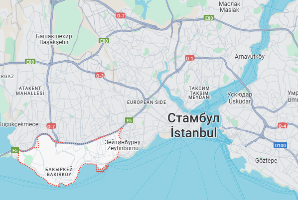 Бакыркёй на карте Стамбула
