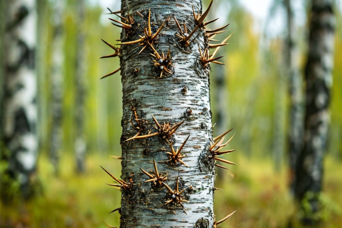 Колючки на березе? Не знаем. Не видели! Фото: Нейросеть shedevrum.ai