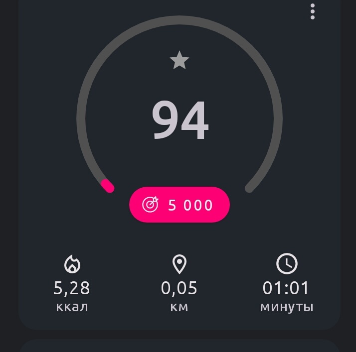 94 шага за минуту, 5.640 шагов за час. При длине моего шага 65  см, получается, что, стоя на месте, я "прошла" 3,66 км. Вот так "удача"!