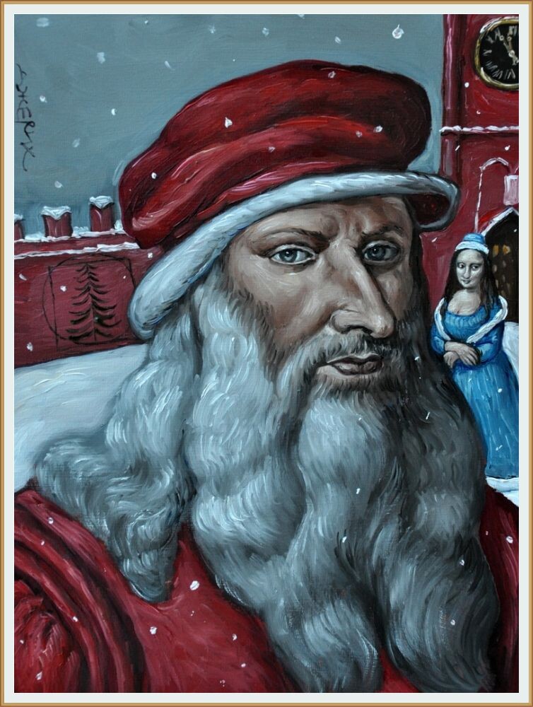 КАРТИНЫ ОТ ХУДОЖНИЦЫ ДЖЕРИХ АНЖЕЛЫ ПОД НАЗВАНИЕМ  " ЛЕО И МОНА- СНЕГУРКА И ДЕД МОРОЗ "