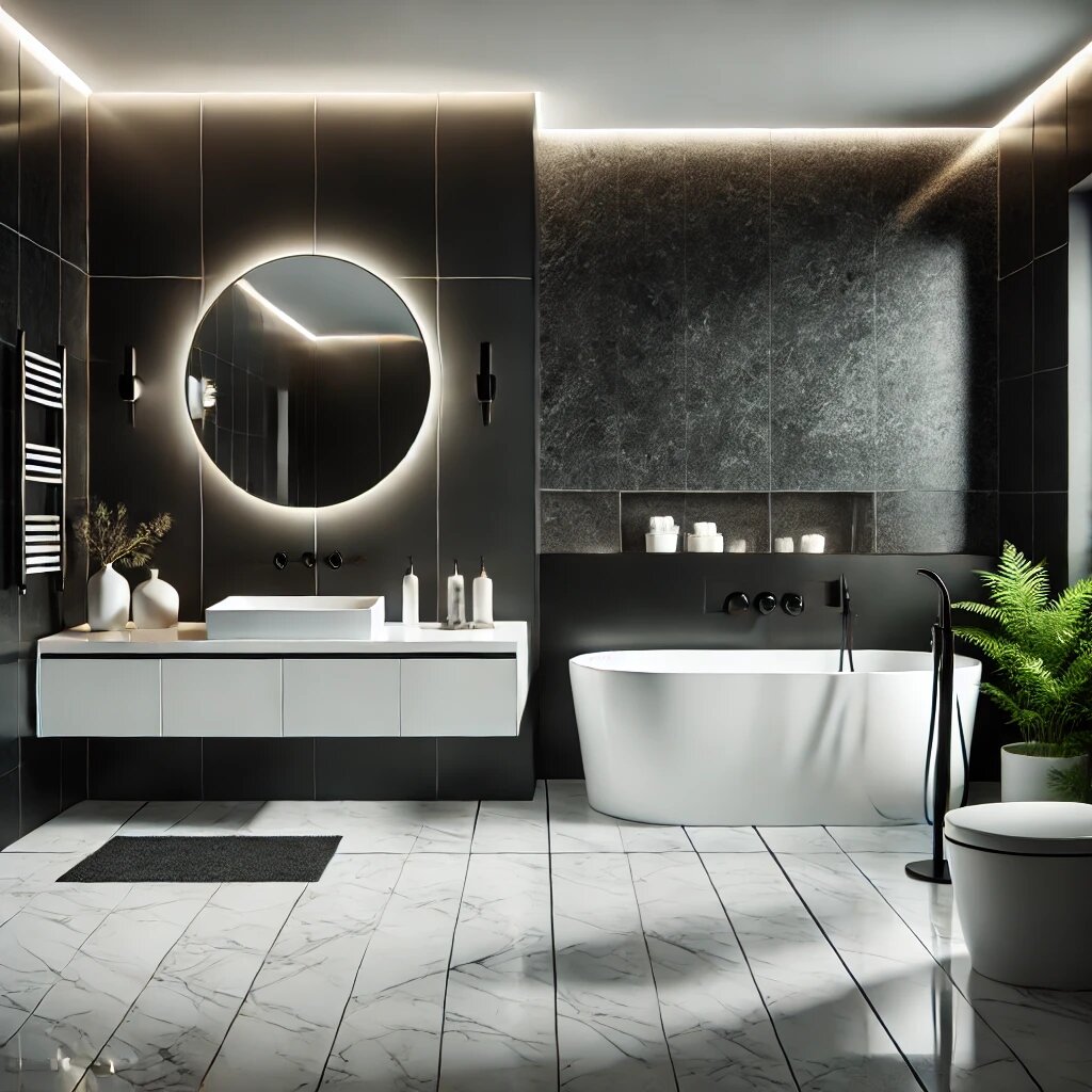 Монохром в ванной: как сделать черно-белую палитру стильной, а не скучной