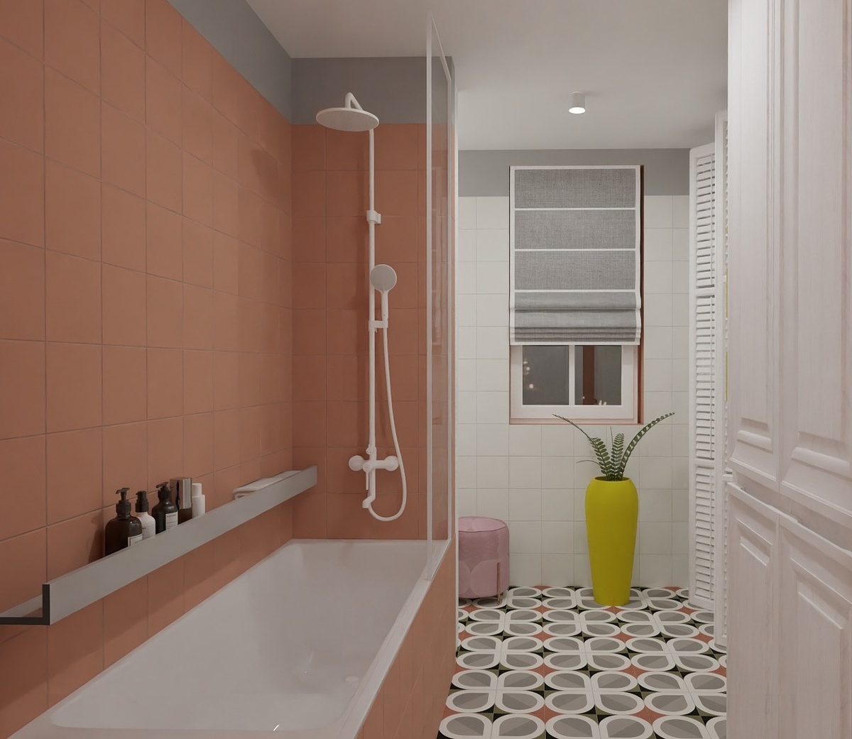 Пример яркого дизайна в санузле, проект «Дали Керамика»