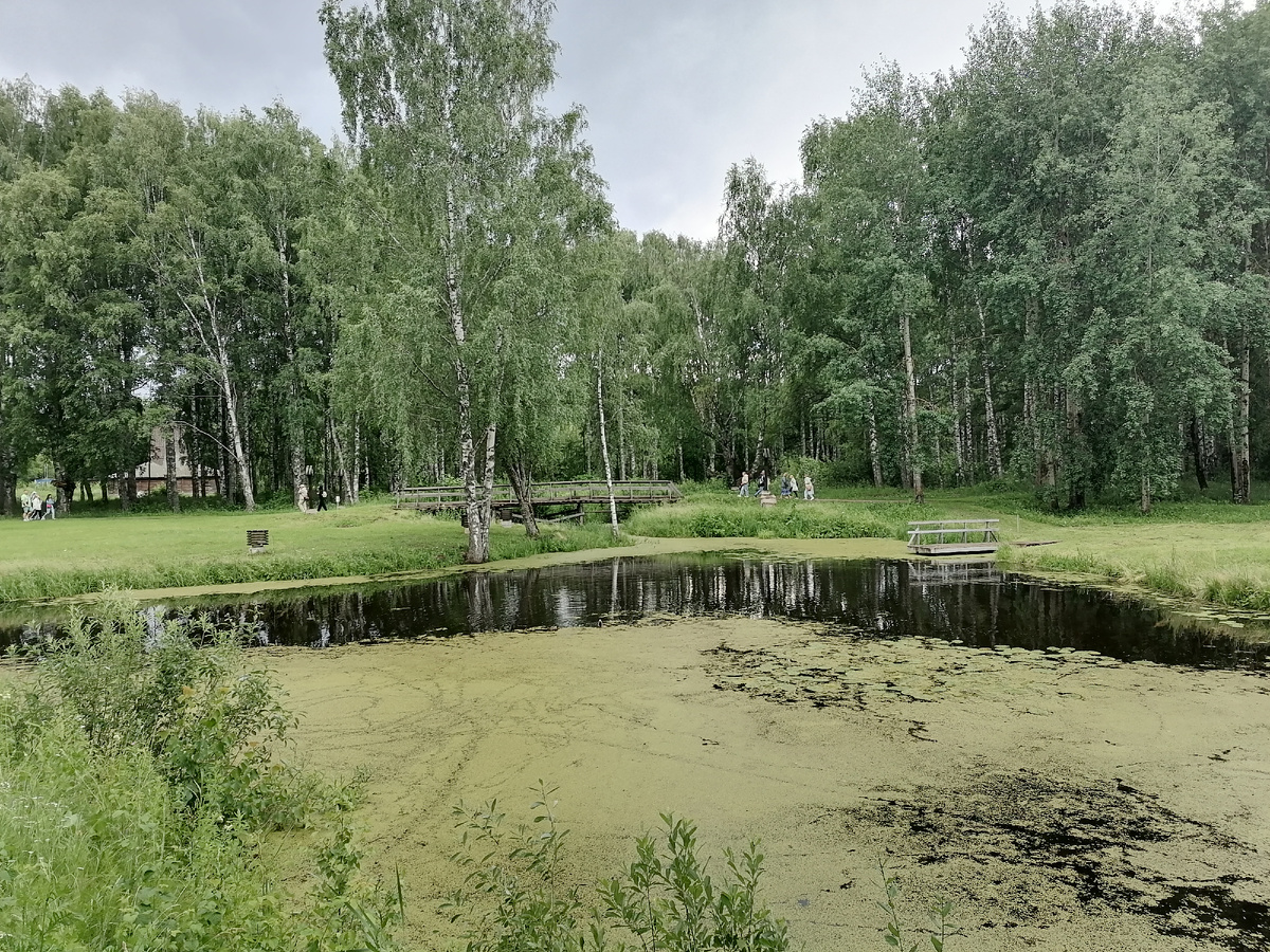 Река Игуменка, впадающая в р. Кострома. На территории музея река имеет много заливов, через которые перекинуты мостки.