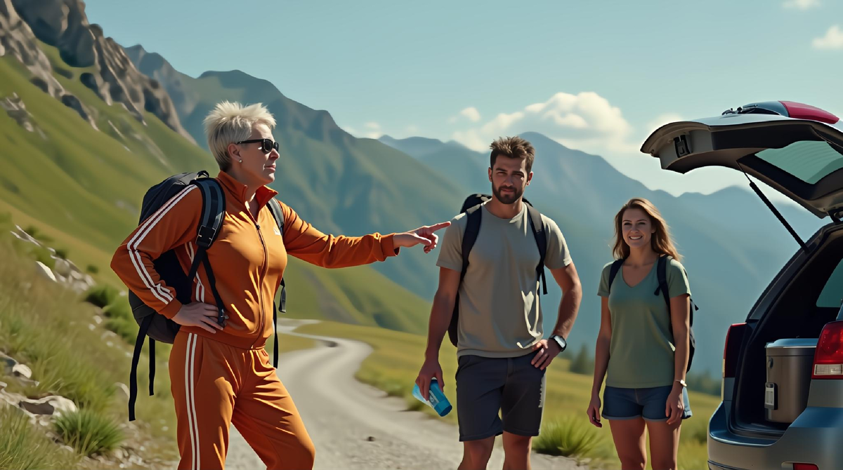 мы вышли из машины на стоянке у подножия гор