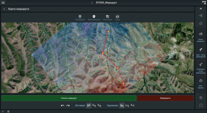 Пример интерфейса ПО АГР «Маршруты»