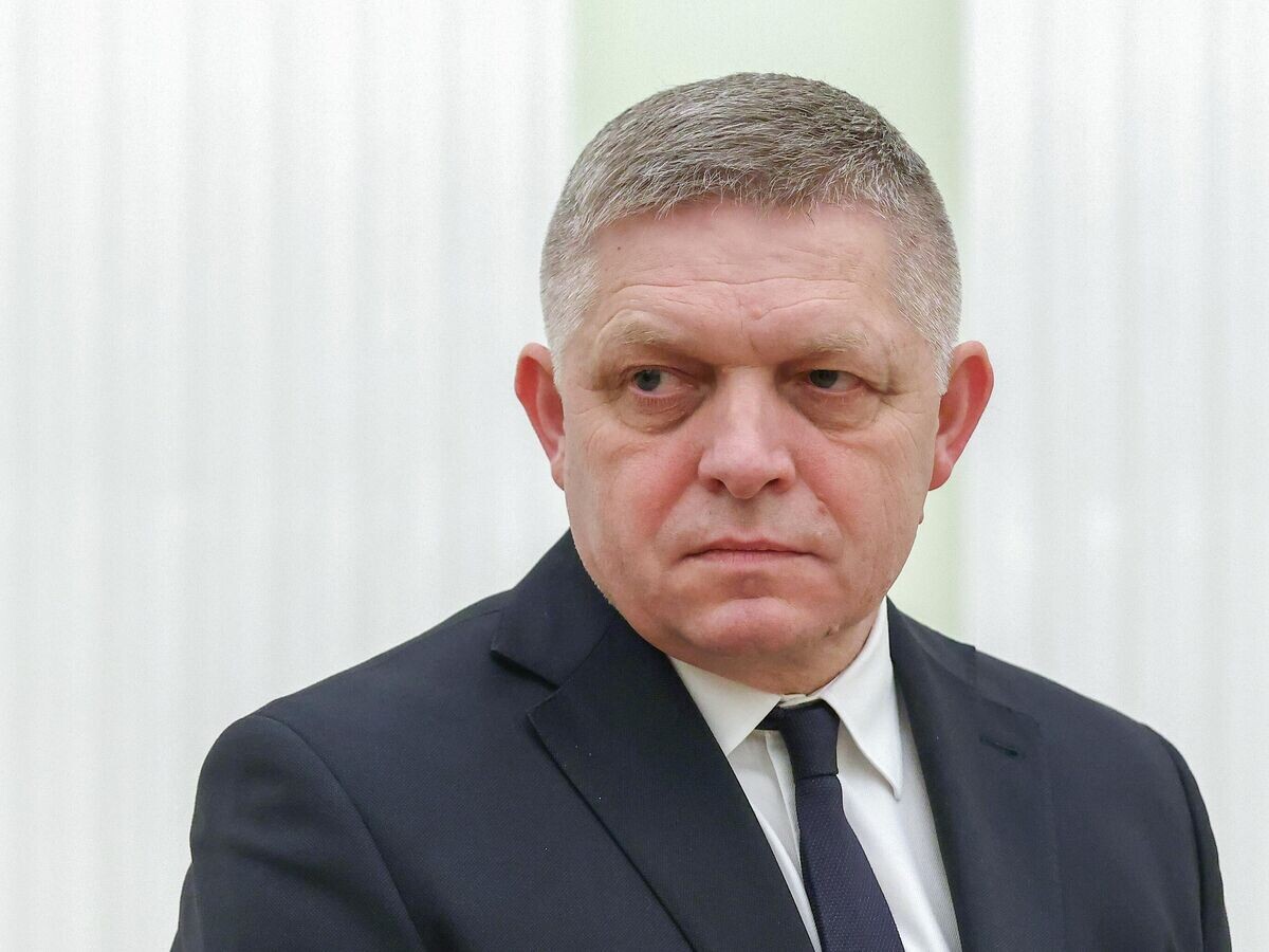    Премьер-министр Словакии Роберт Фицо во время встречи с президентом РФ Владимиром Путиным© РИА Новости / POOL