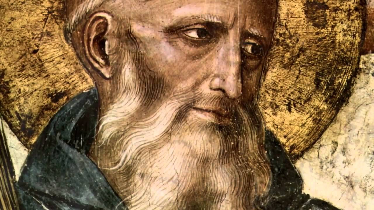Фра Анджелико, Св. Бенедикт Нурсийский, фрагмент фрески монастыря Св. Марка, Флоренция