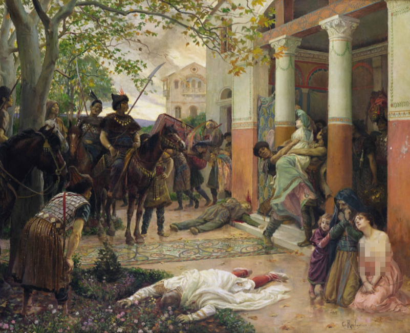 "Гунны грабят римскую виллу".  Жорж Рошгросс.