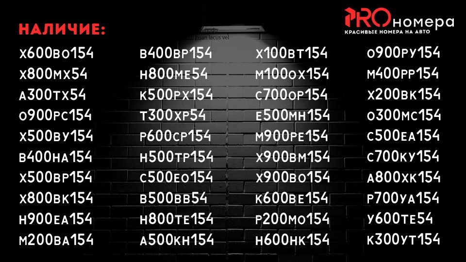 Подборка сотых номеров на продаже 54 регион.