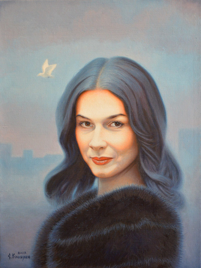 Художник Степан Каширин. Портрет Веры Сабуровой". (40x30см.) Холст, масло.