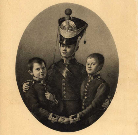 Из фондов музея. Первоначальная форма кадетов Института корпуса инженеров путей сообщения. С акварели исполненной академиком-портретистом И. Е. Эггинк (1790-1867).