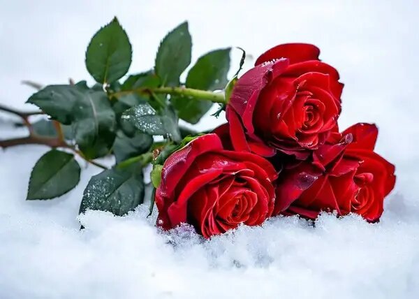   Алые цветы на снегу. AzaliaNow Мария Казённова