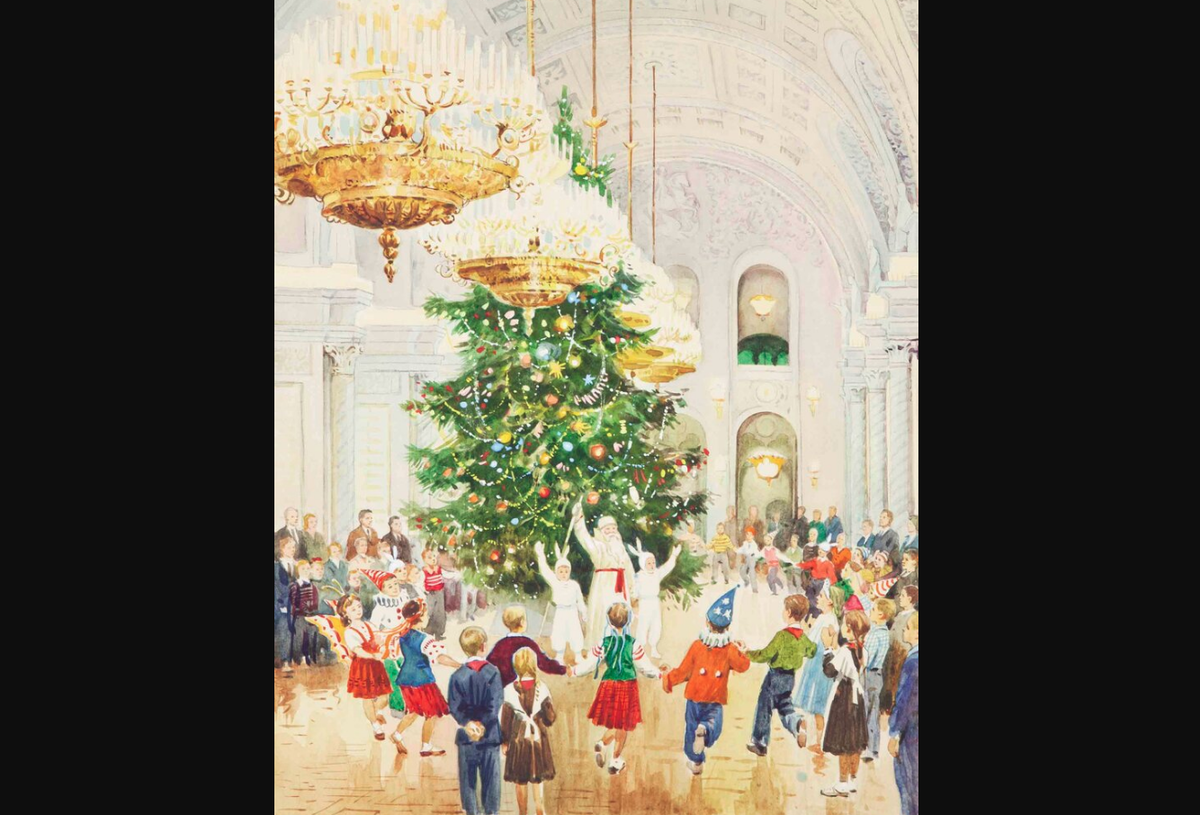 Иван Тихий. "Для тебя и твоих друзей ежегодно сияет ярким светом елка в Кремле". 1956