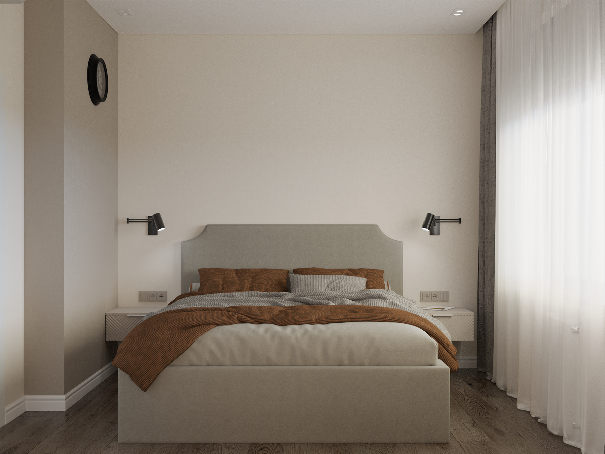 Визуализация дизайна спальни от студии Verve