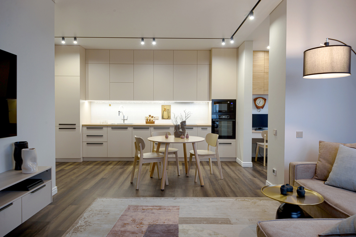 Фото ремонта кухни-гостиной от компании Стройка Века