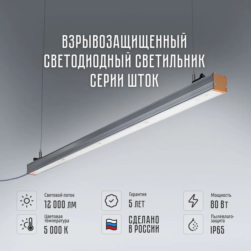 Взрывозащищенный светильник SSU-1Ex-220/80-5К.Д-05.1Л100 Шток