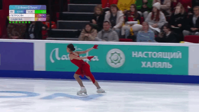 Арабеск + чоктау + тройка + 3F (GOE +3.1) + бауэр