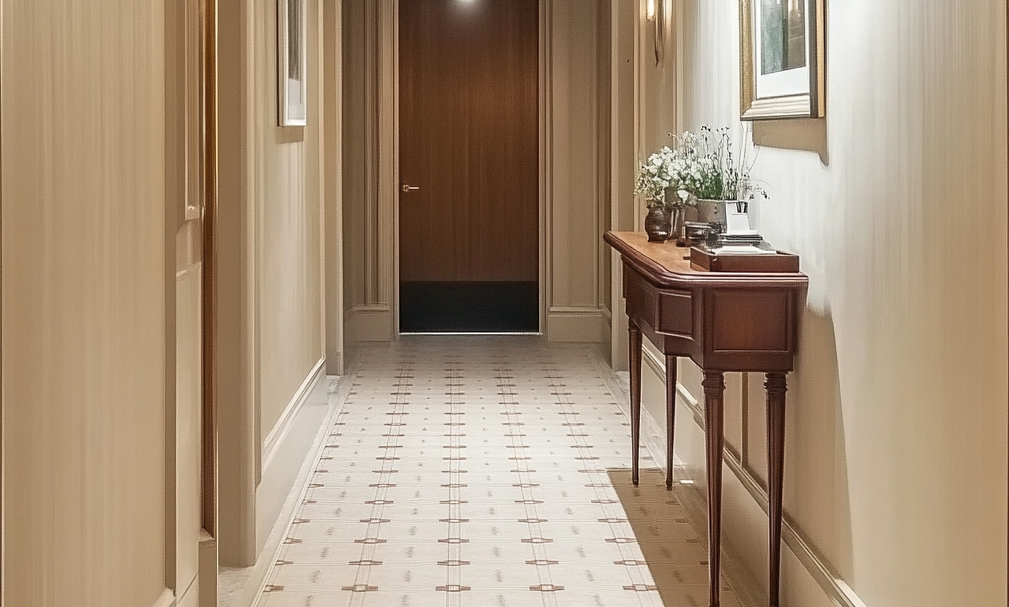 Метлахская плитка даже строгой прихожей придает очарования