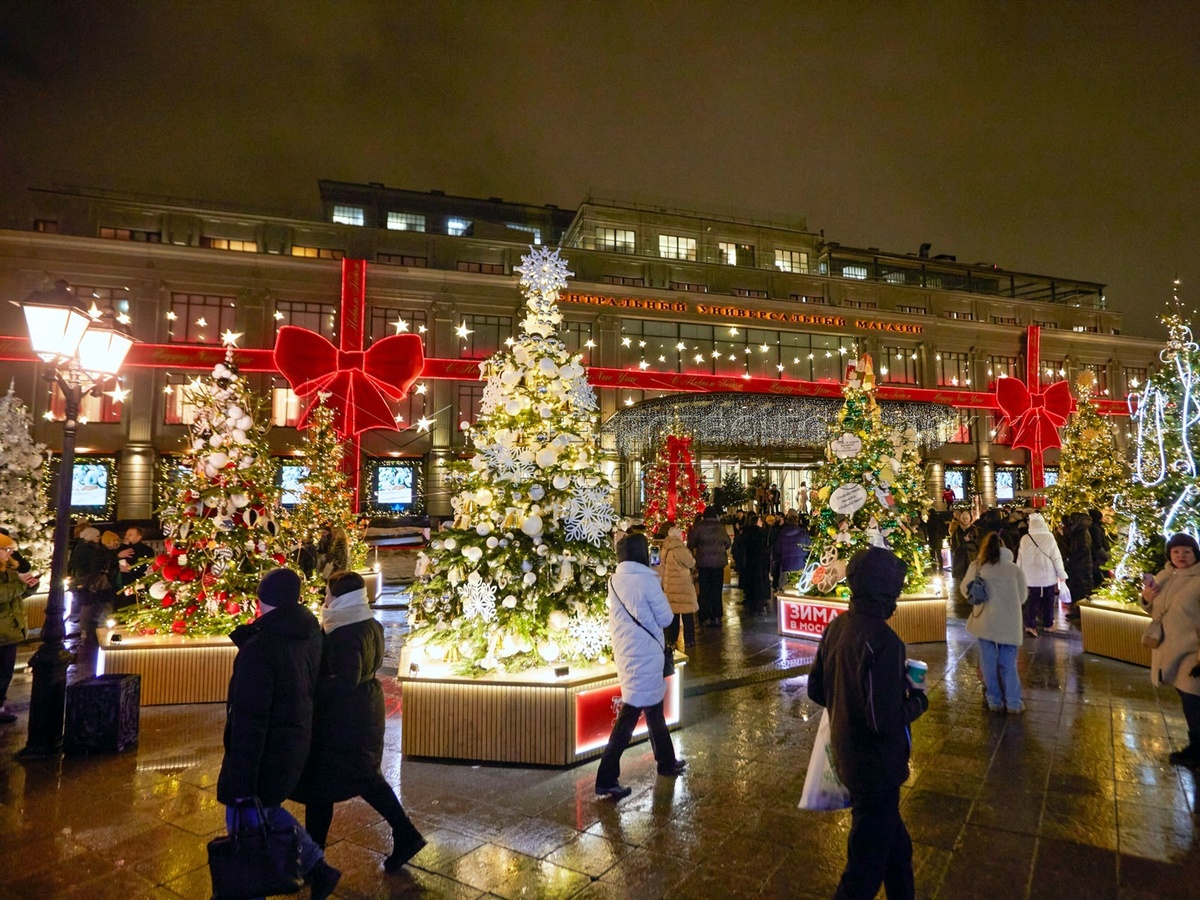 На фото: Выставка дизайнерских елей.  Проект «Зима в Москве». Источник: mskagency.ru