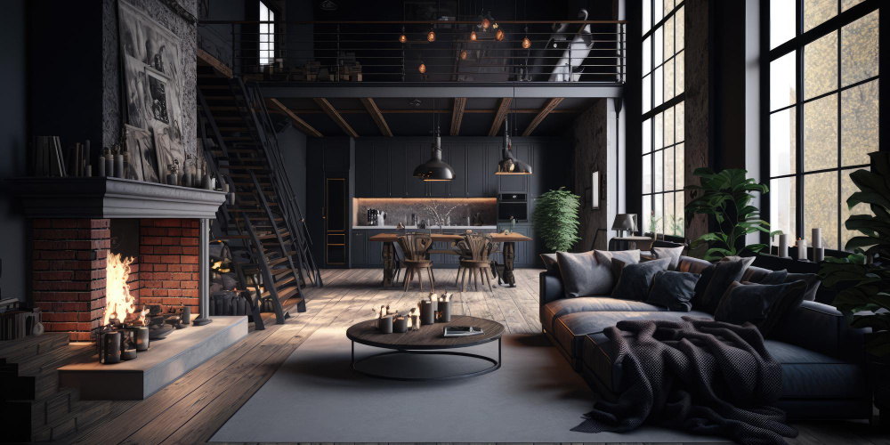 дизайн интерьер дома лофт