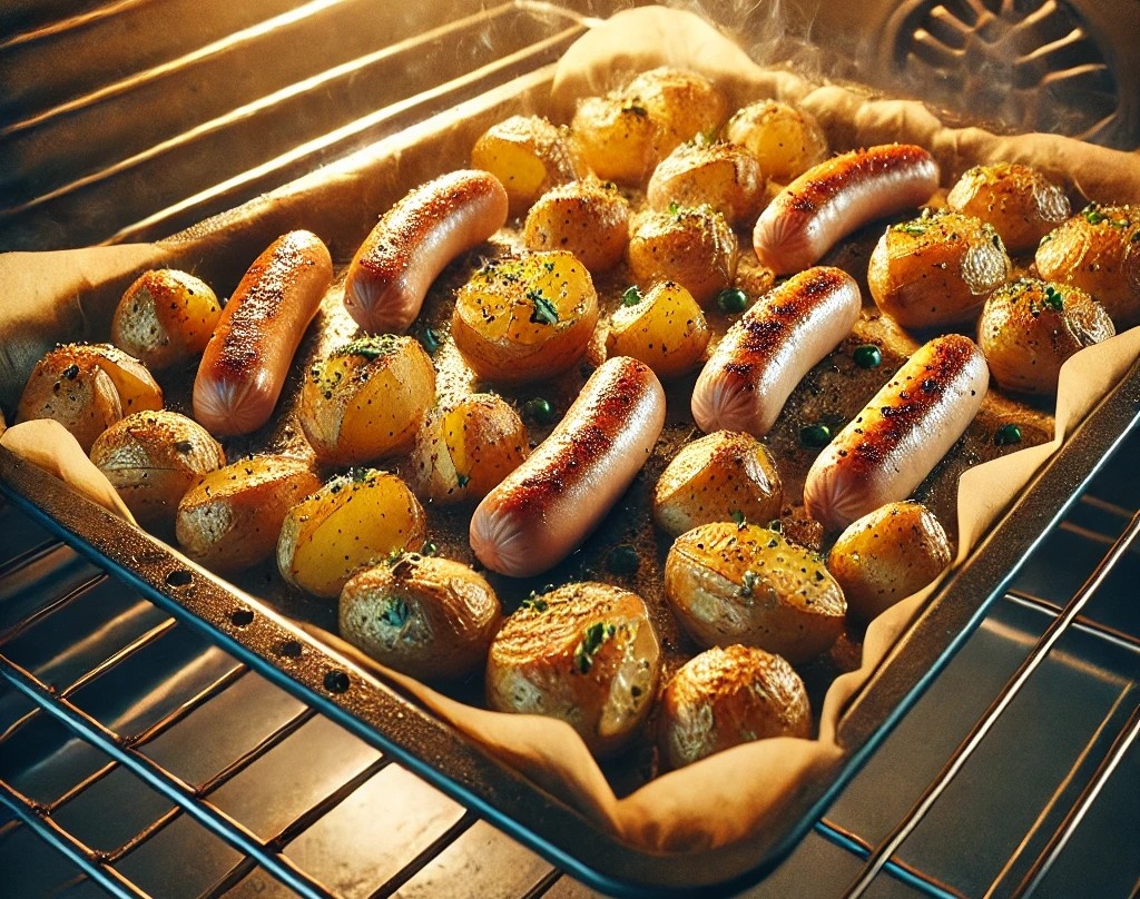 Картофель с сосисками в духовке