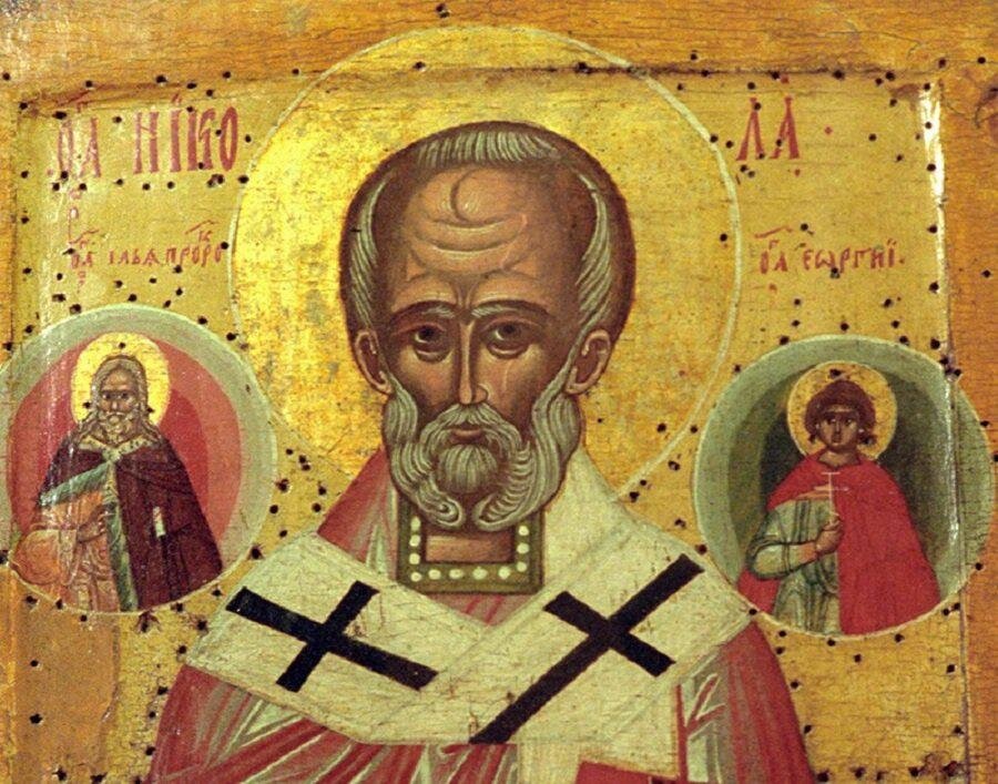 Икона "Николай Чудотворец" (фрагмент)