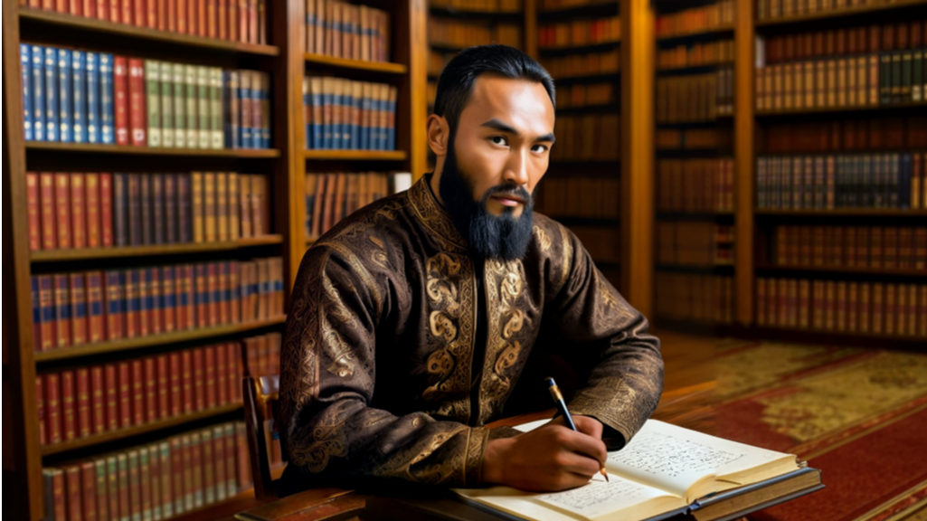 Данная иллюстрация результат ИИ. Однако, Имам Матуриди был тюркского происхождения и носил тюркскую одежду. 