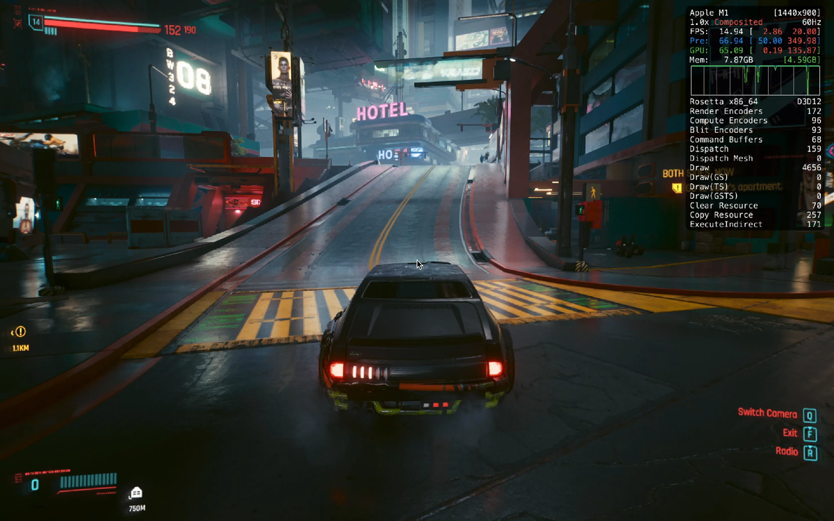 Cyberpunk 2077 на MacBook с чипами M1