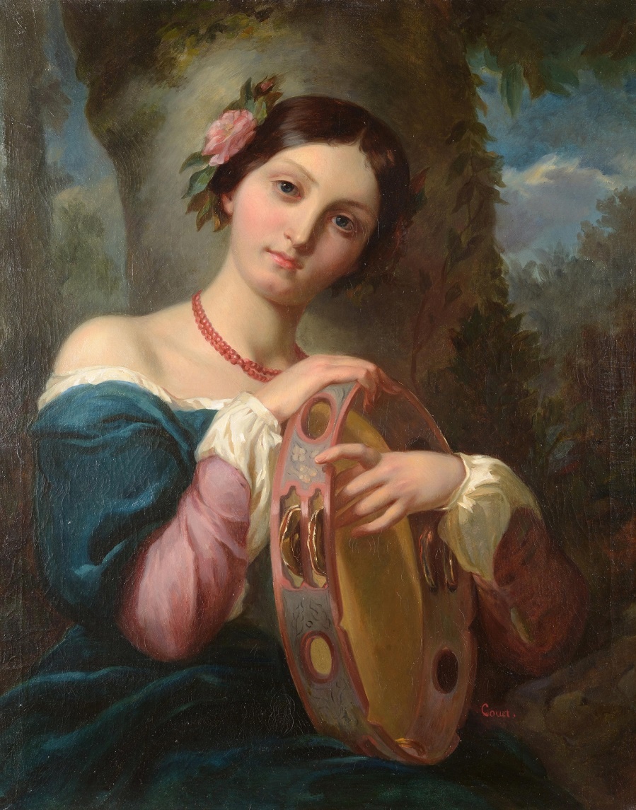 Художник Жозеф Дезире Кур. "Девушка с тамбурином".