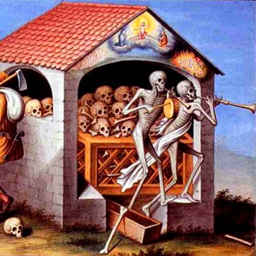 Фрагмент фрески «Пляска Смерти» со стены Базельского монастыря доминиканцев.