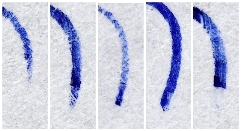 Вариантивность начал штрихов (воспроизведение одного и того же образа штриха при разных настройках работы плоттера)